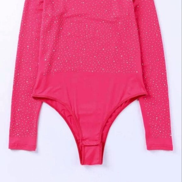 Pink Rhinestone Bodysuit - Picture 6 of 7